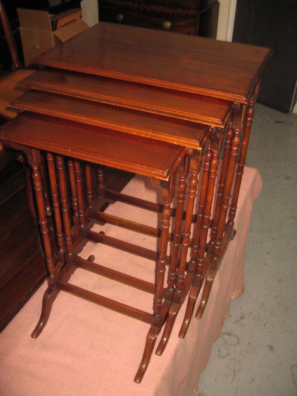 Mahogany nest of four  occasional tables View VII