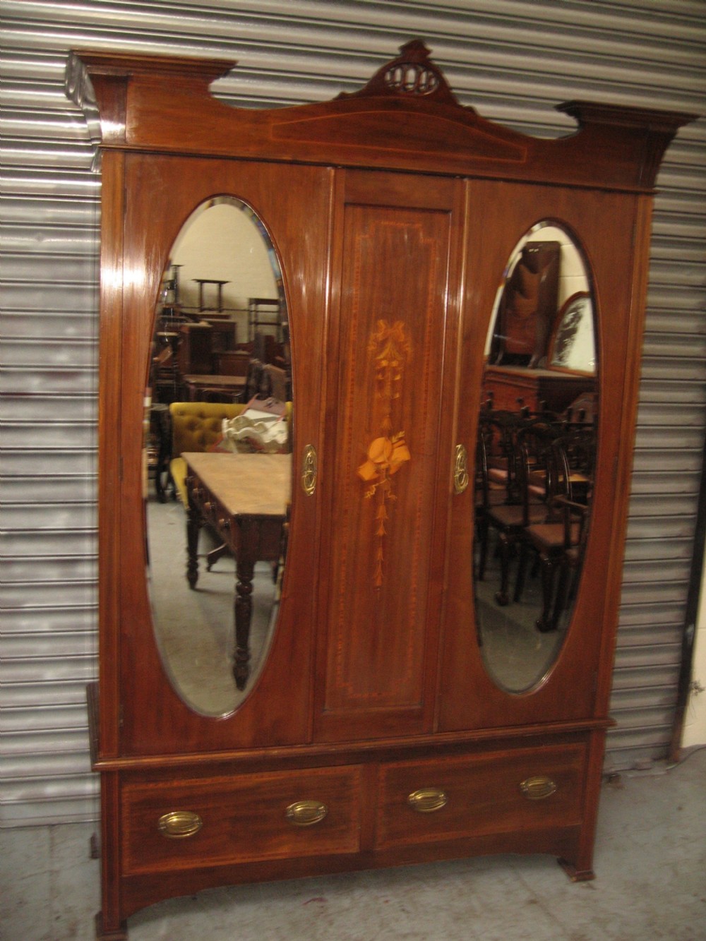 Edwardian mahogany two door wardrobe View XI