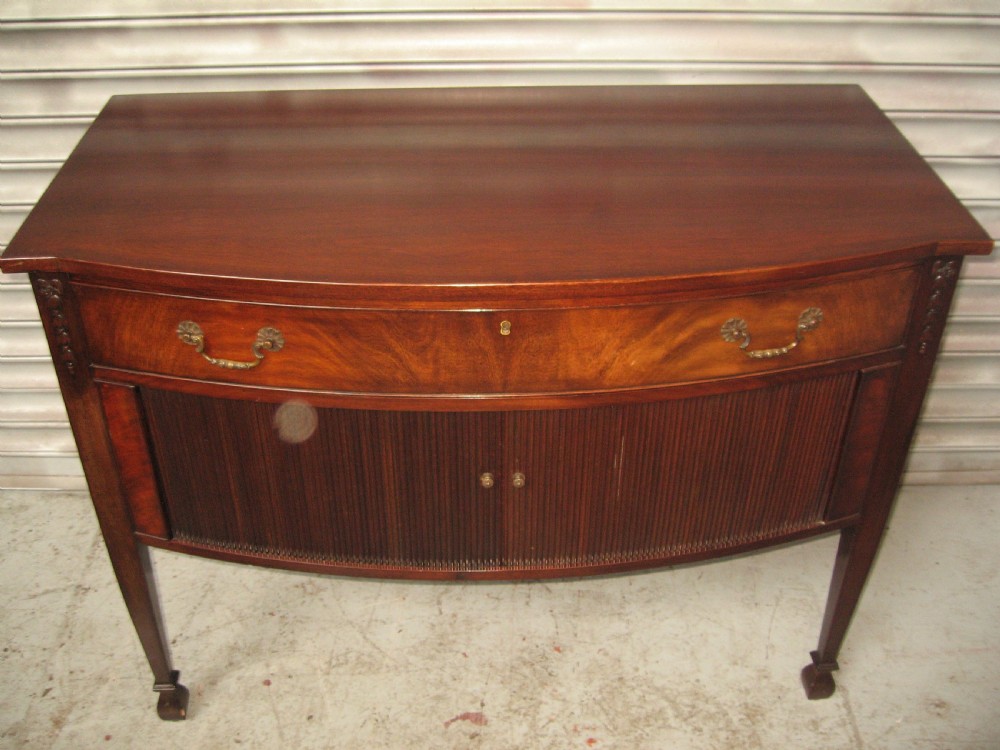 Mahogany bow front cutlery side cabinet View II