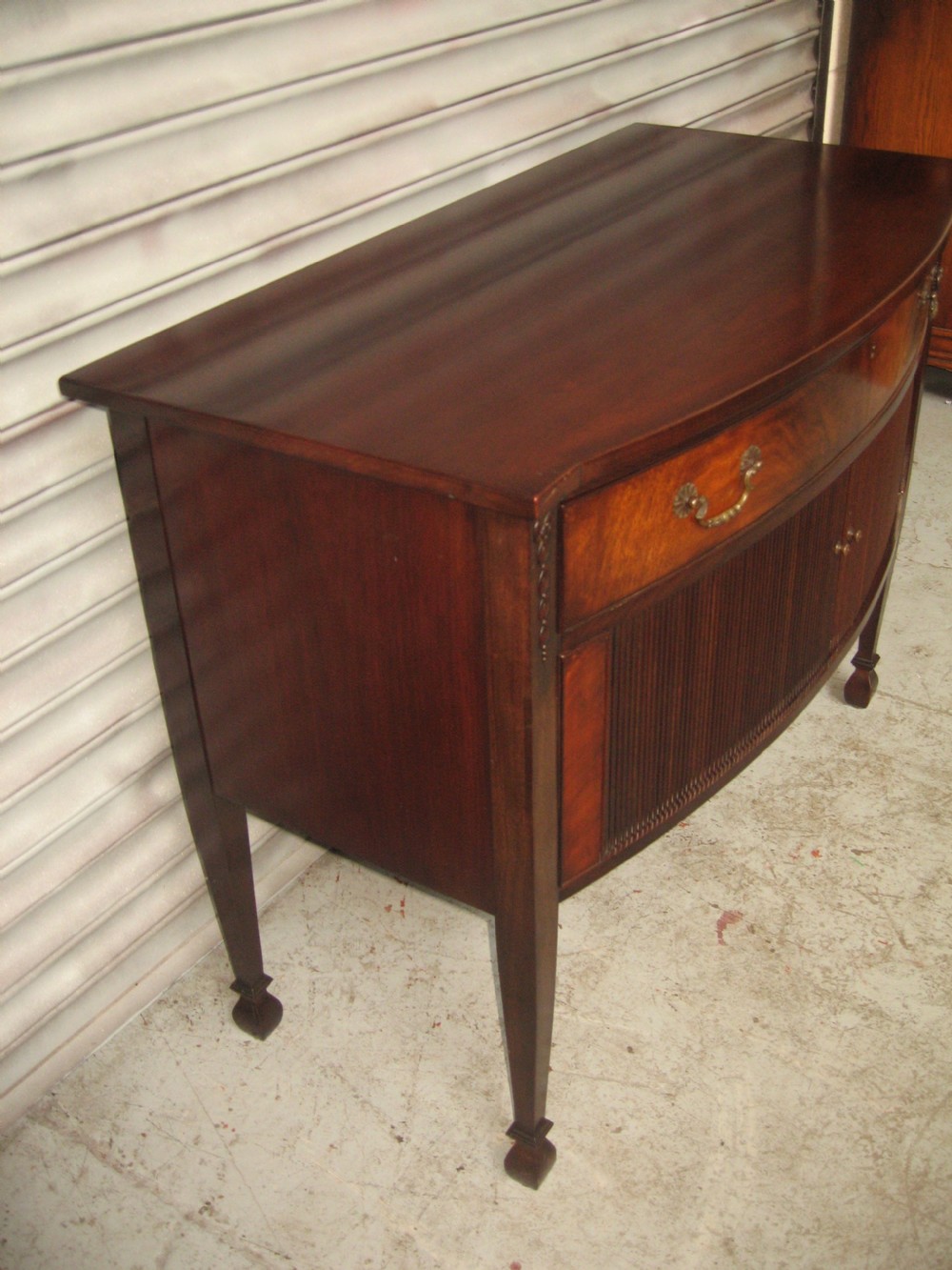 Mahogany bow front cutlery side cabinet View VII