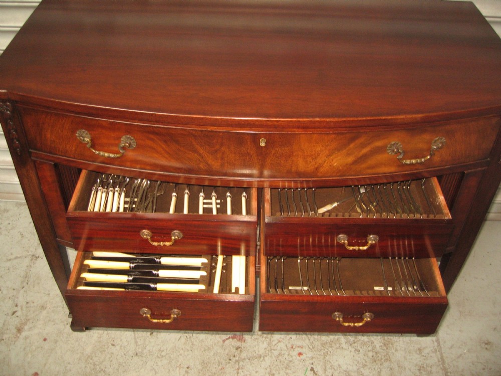 Mahogany bow front cutlery side cabinet View IX
