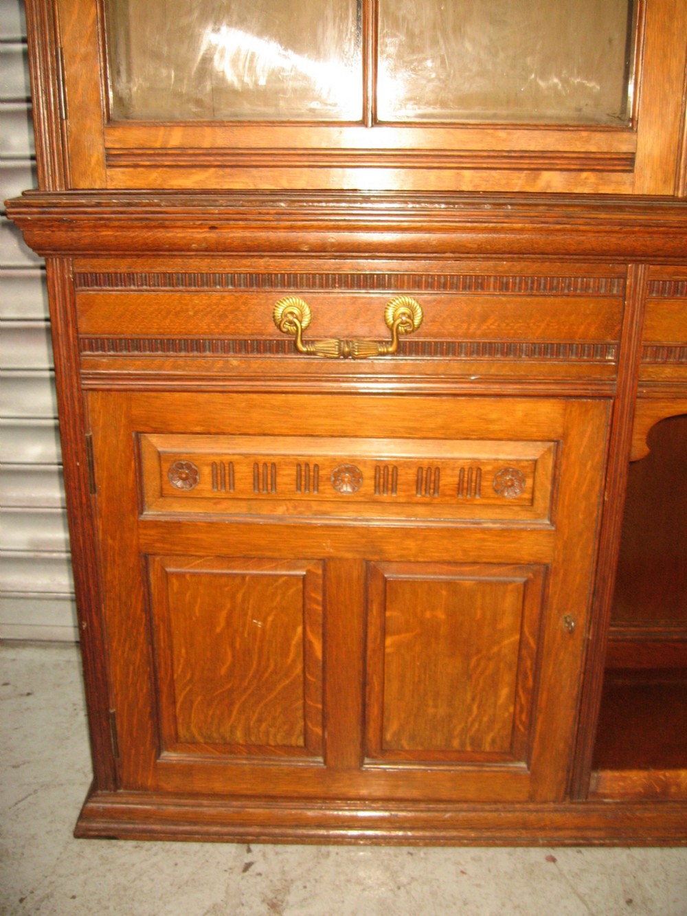 Oak three door bookcase View II