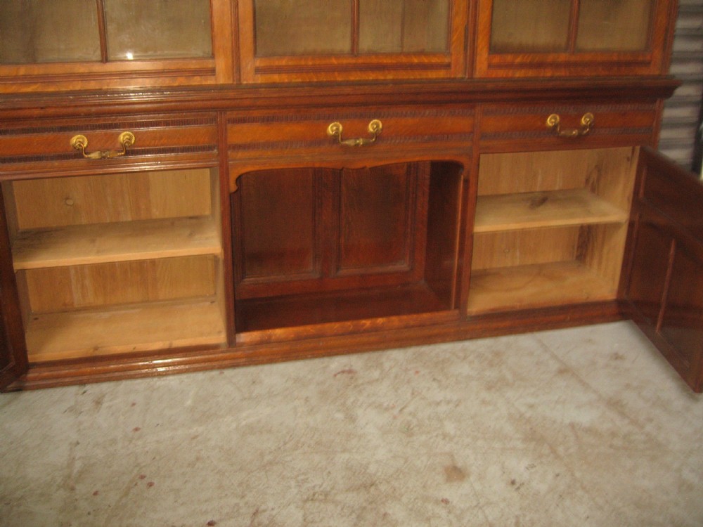 Oak three door bookcase View V