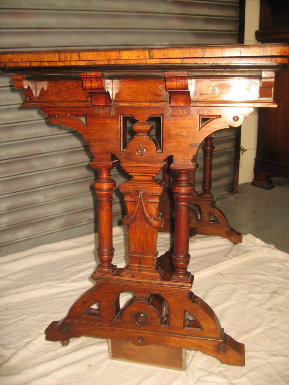 Large size Antique Victorian rosewood card games table View III