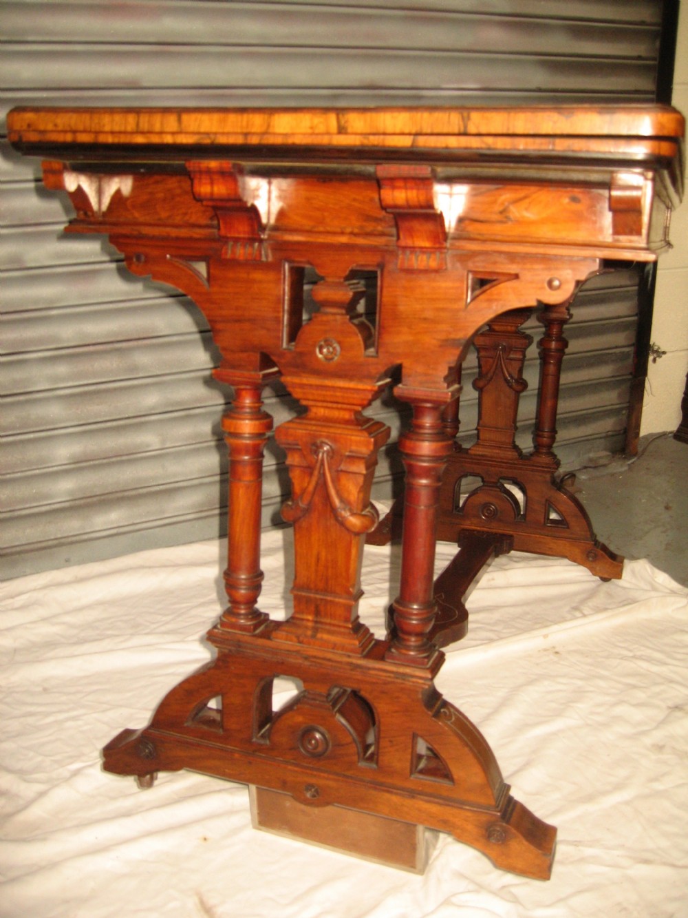 Large size Antique Victorian rosewood card games table View VII