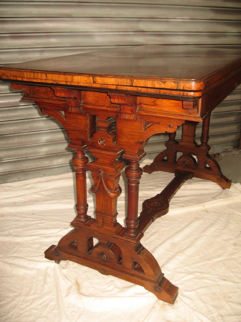 Large size Antique Victorian rosewood card games table View VIII