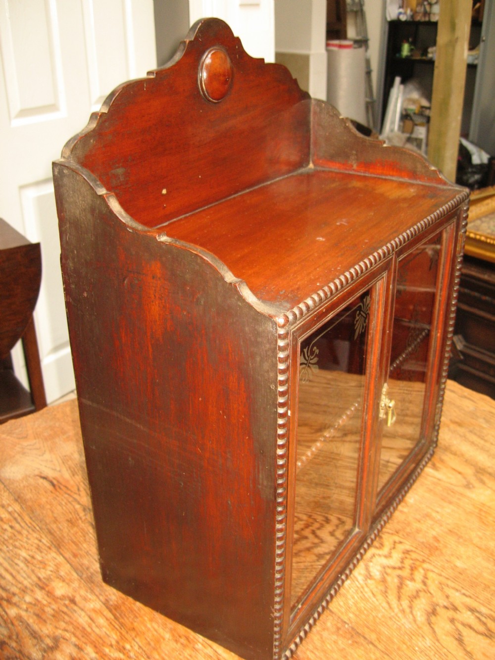 Small Victorian mahogany shelf or wall display cabinet View III