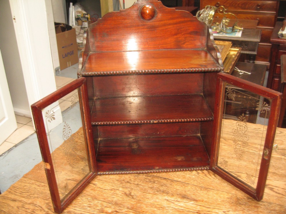 Small Victorian mahogany shelf or wall display cabinet View IV