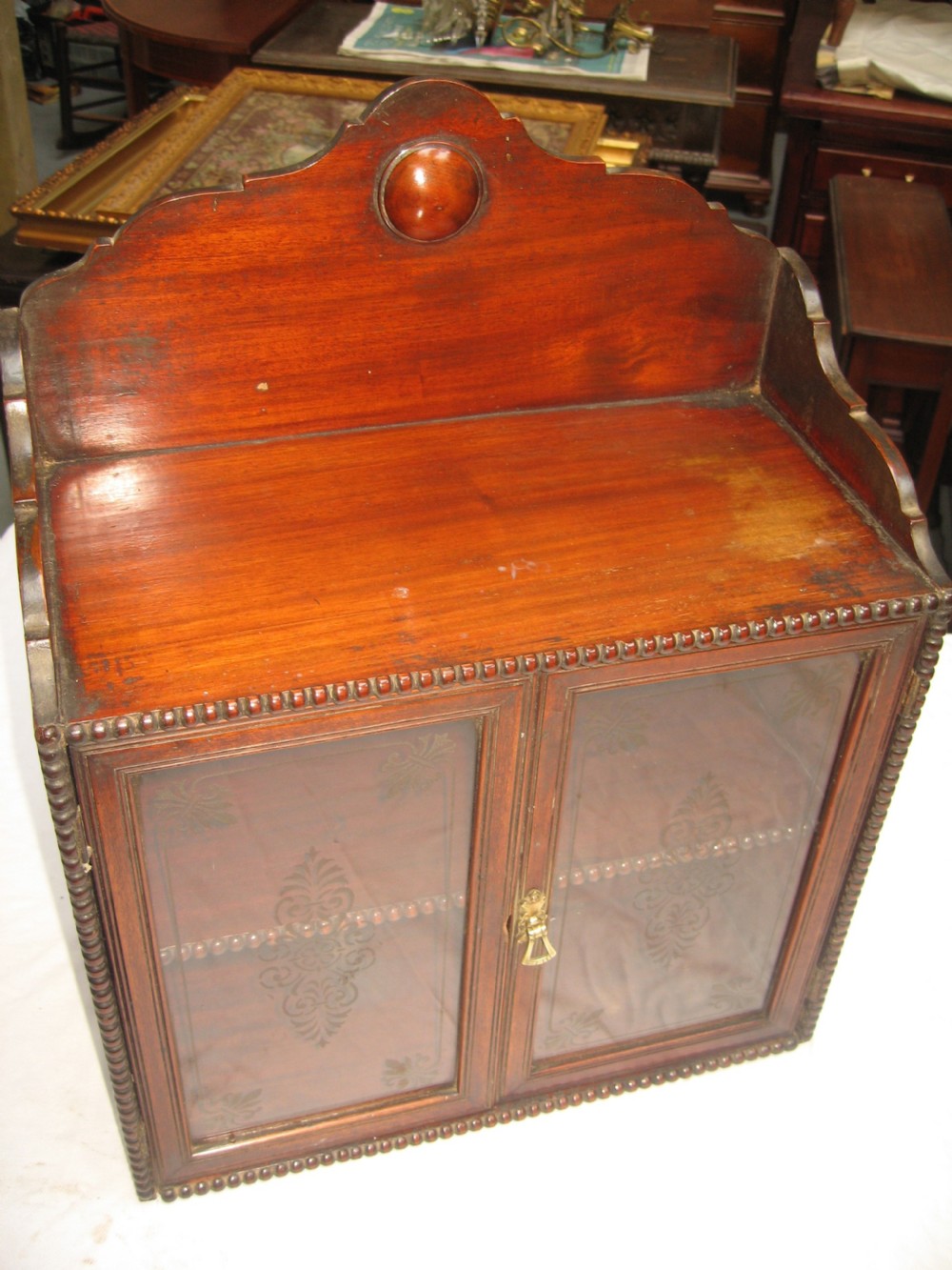 Small Victorian mahogany shelf or wall display cabinet View V