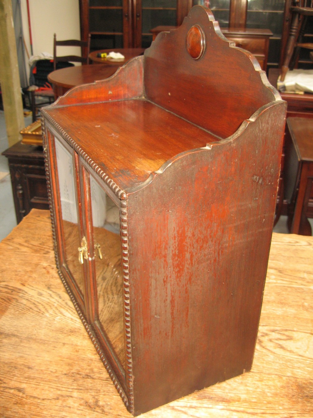 Small Victorian mahogany shelf or wall display cabinet View VI