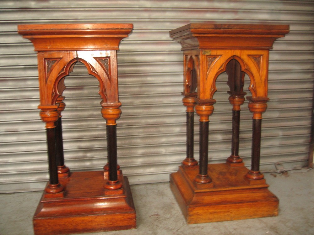 Pair of 19th century gothic pedestals stands