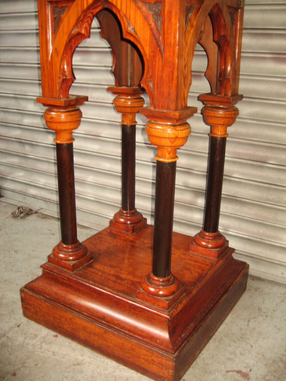 Pair of 19th century gothic pedestals stands View II