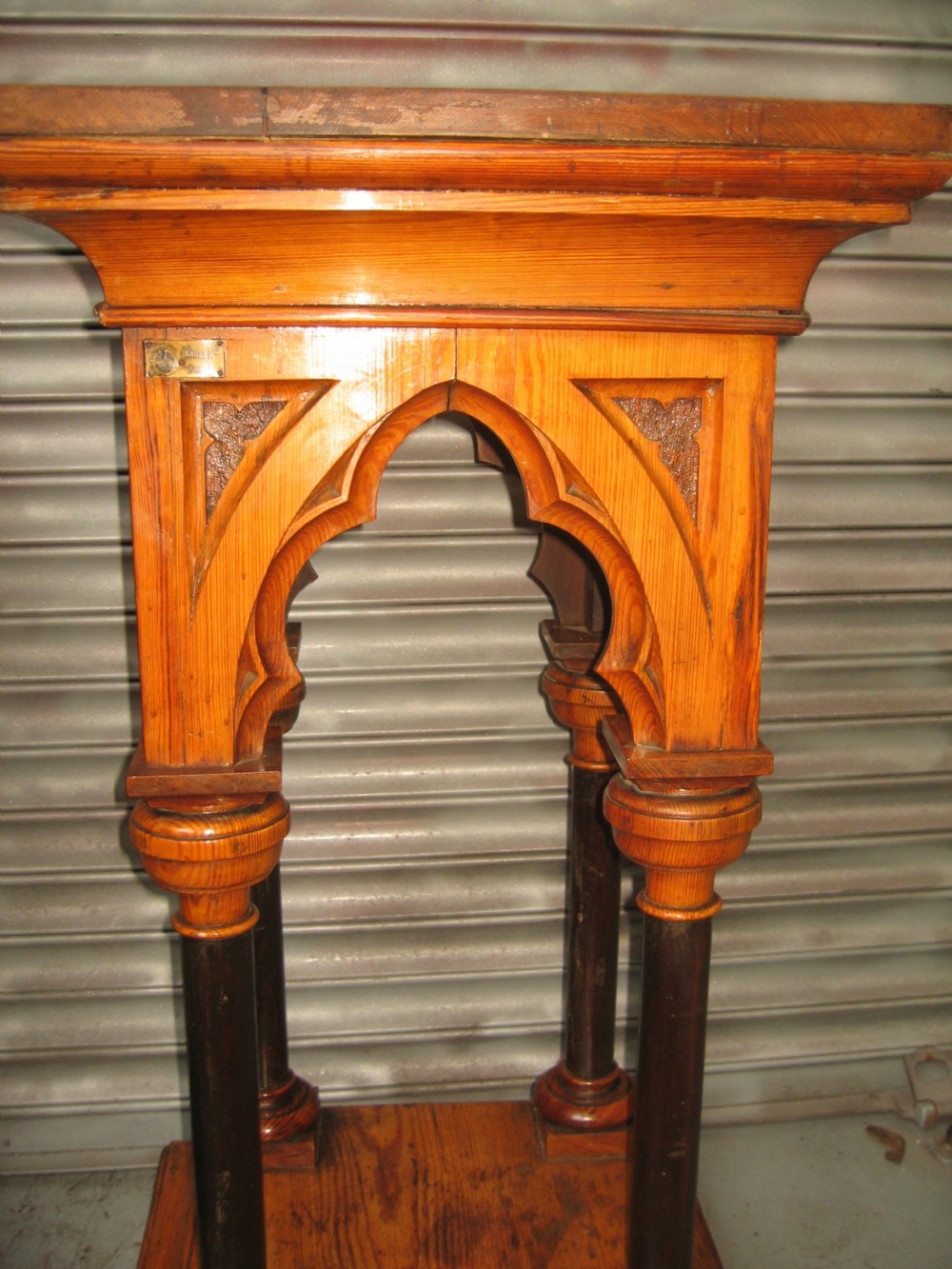 Pair of 19th century gothic pedestals stands View IV