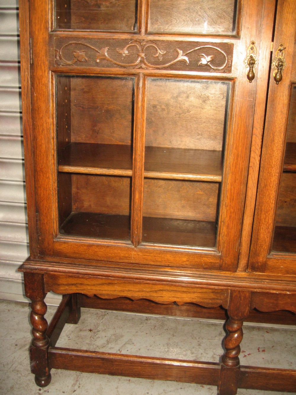 Oak three door  bookcase View VI