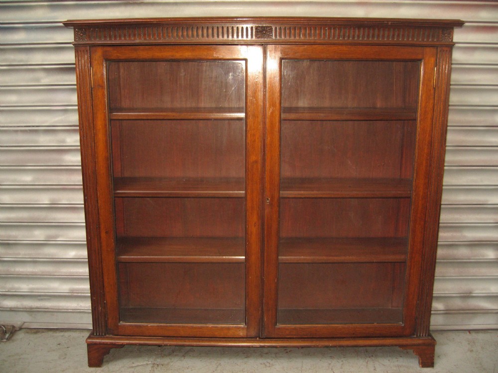 Edwardian mahogany two door bookcase View II