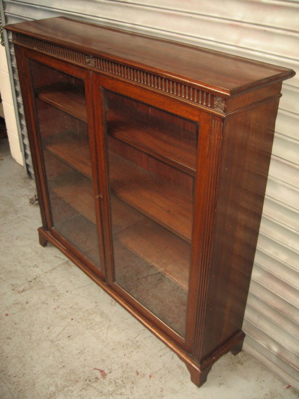Edwardian mahogany two door bookcase View V