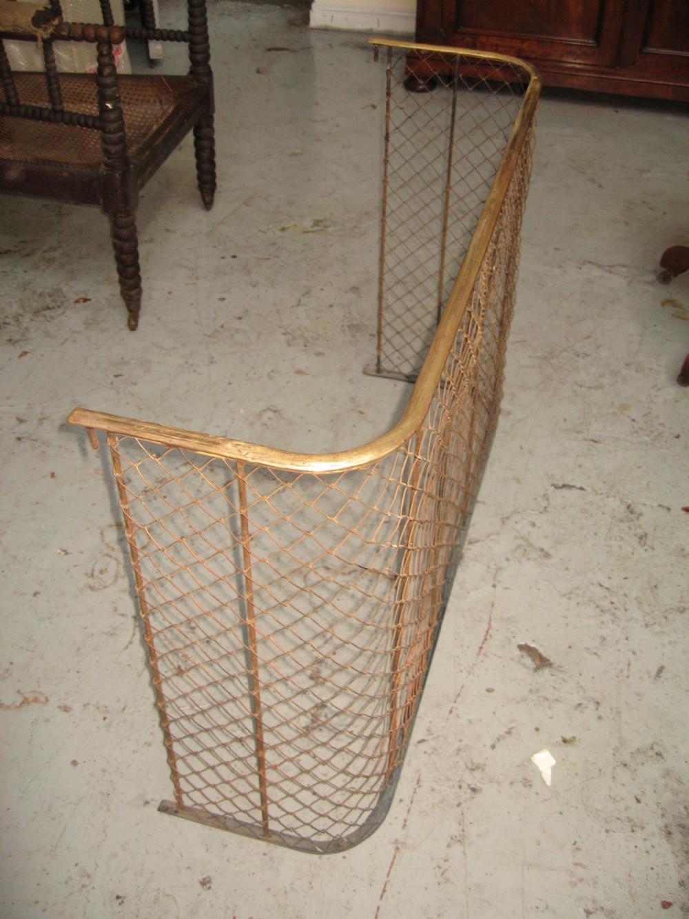 19TH century  brass and wire fire guard