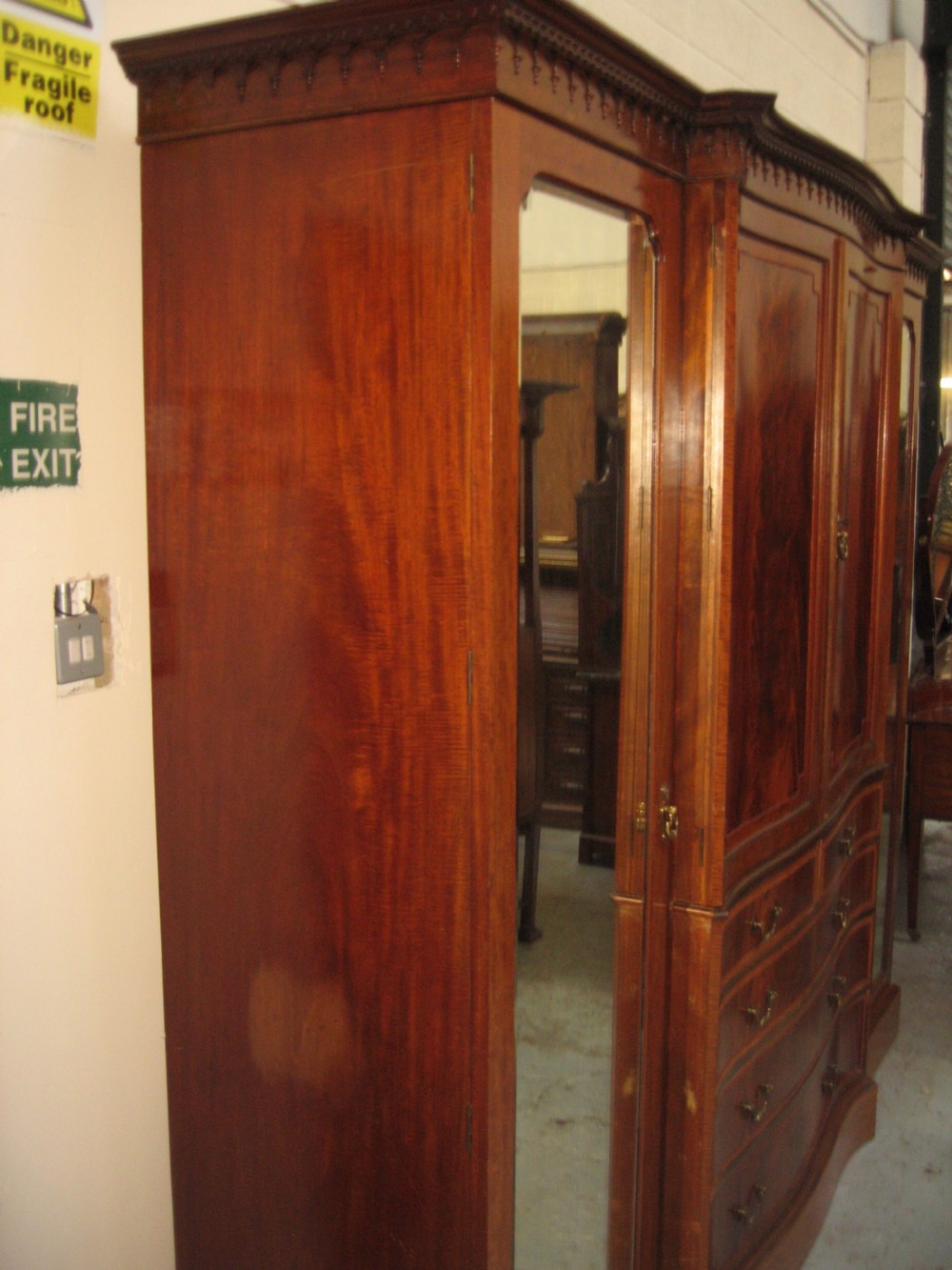 Large mahogany combination wardrobe View X