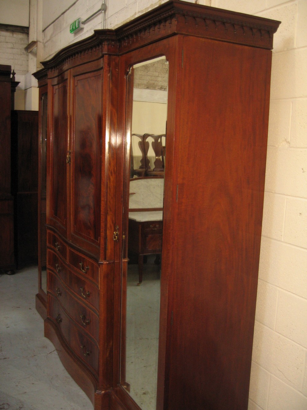 Large mahogany combination wardrobe View XI