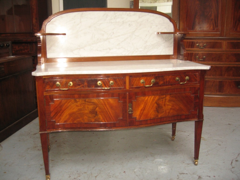 Large mahogany marble top wash stand