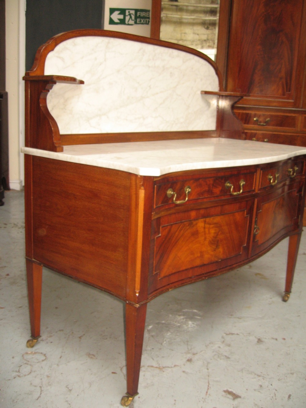 Large mahogany marble top wash stand View II