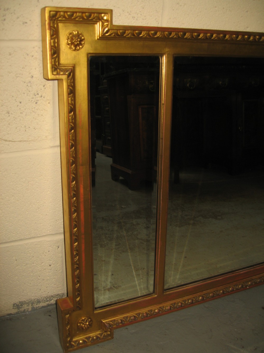 Antique style gilt overmantle mirror View III