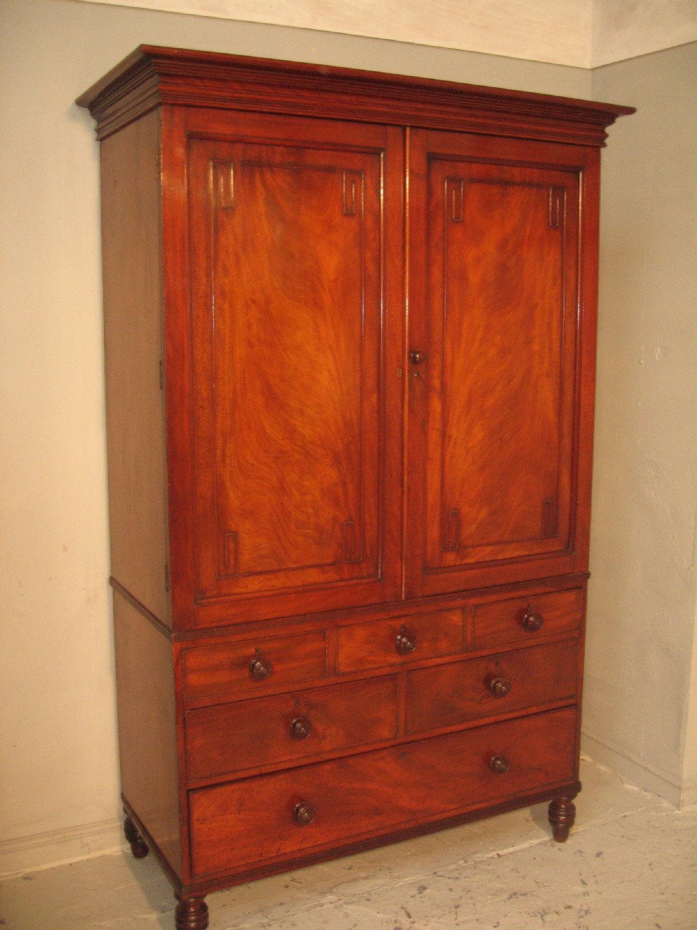 Antique Regency period mahogany press wardrobe