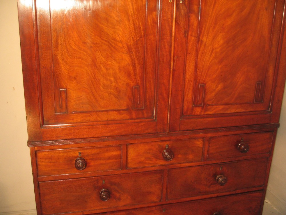 Antique Regency period mahogany press wardrobe View III