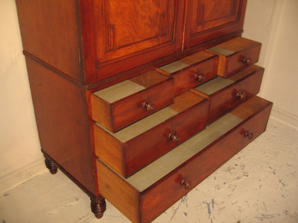 Antique Regency period mahogany press wardrobe View V