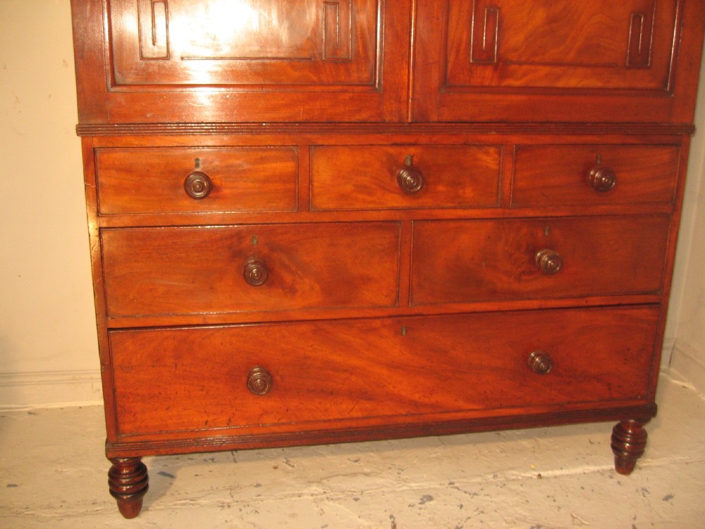 Antique Regency period mahogany press wardrobe View IX
