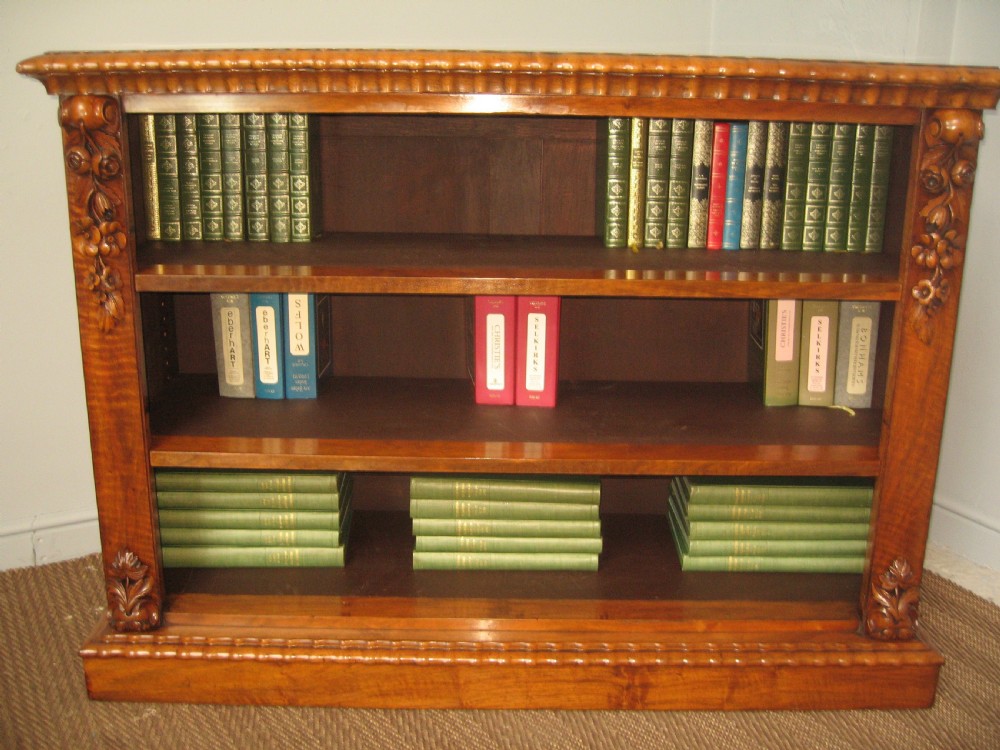 Good Victorian walnut open bookcase
