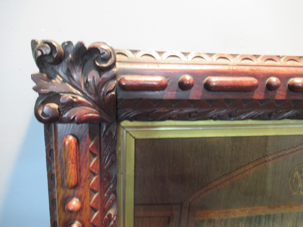 Very large Victorian oak framed wool work picture View IV