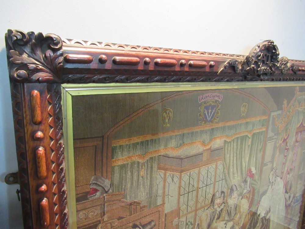 Very large Victorian oak framed wool work picture View V