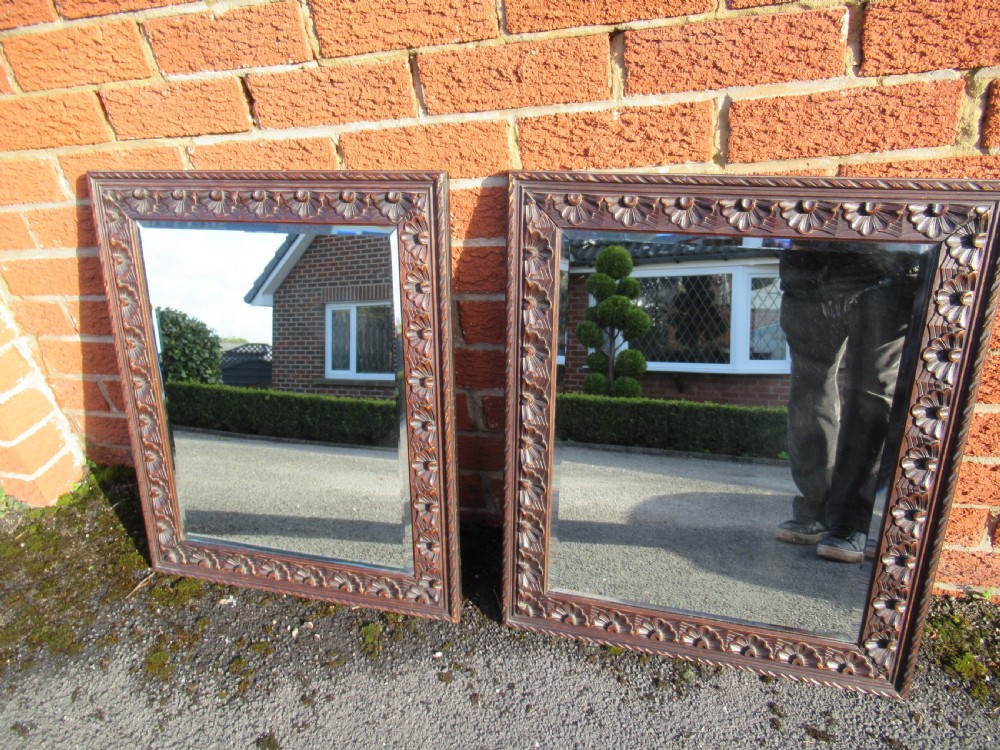 Pair of carved oak framed  wall mirrors View V