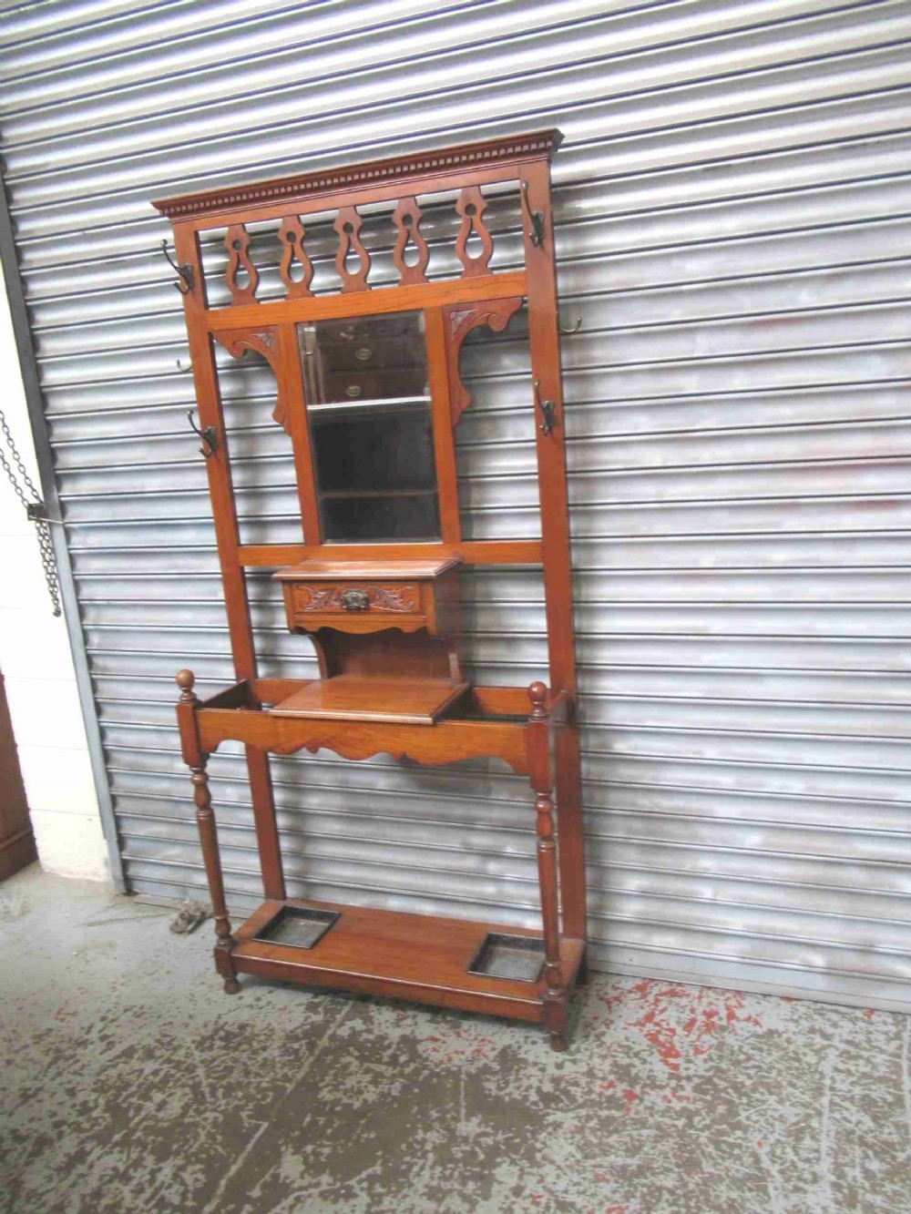 Edwardian walnut hall hat and coat stand