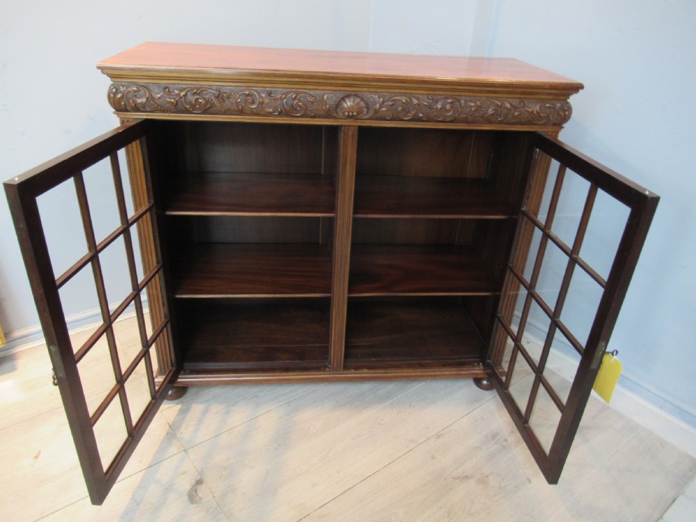 Walnut Edwardian period  two door bookcase View VII