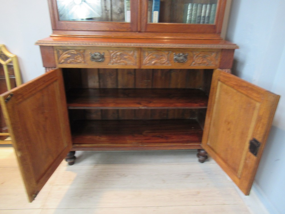 Late victorian period oak  cupboard bookcase View IX