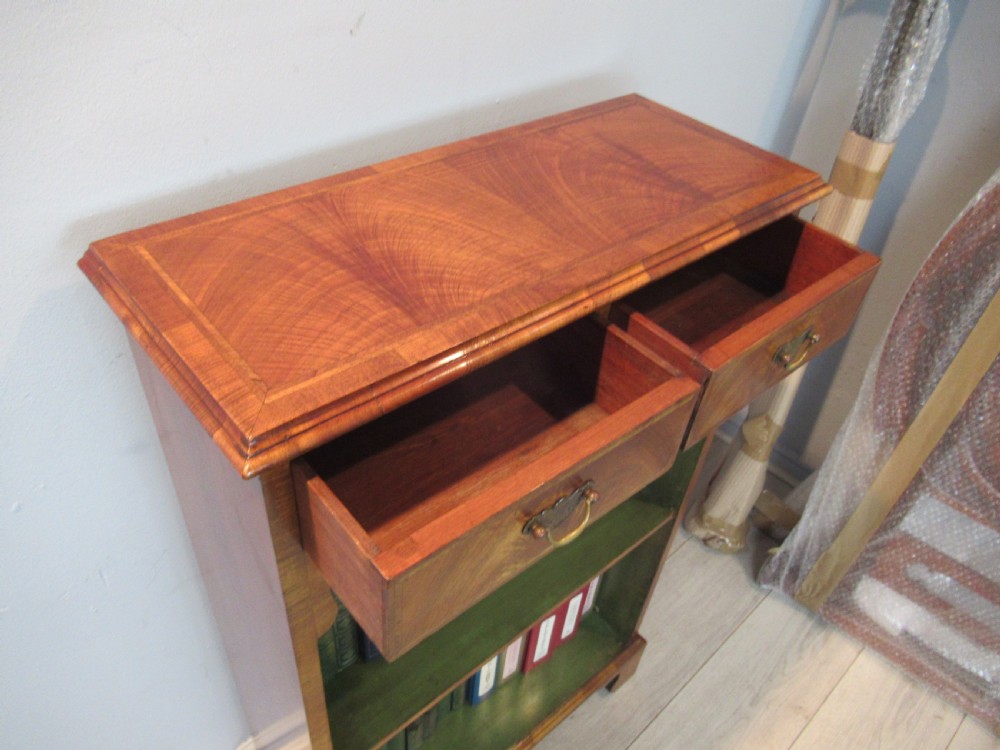 Burr walnut open bookcase  View V