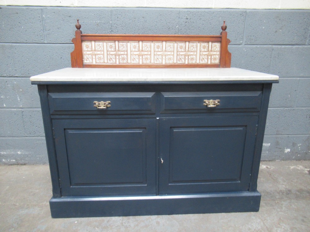 Victorian painted  marble and tile back washstand View VIII