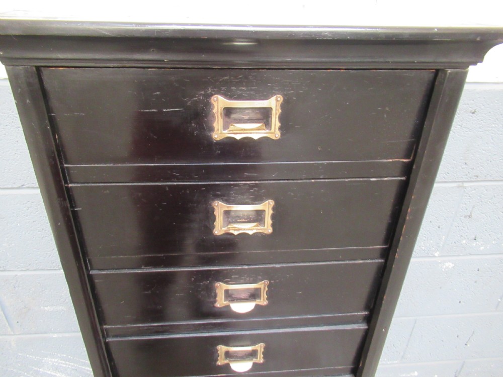 Late Victorian  ebonised pine seven drawer file cabinet View II