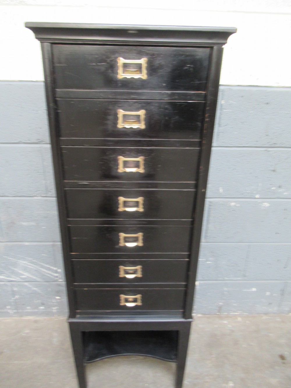Late Victorian  ebonised pine seven drawer file cabinet View X
