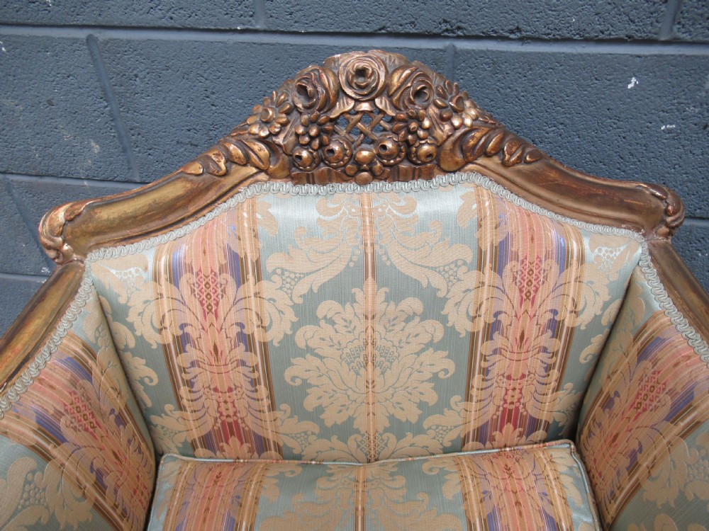 Deep pair of French gilt arm chairs View IV