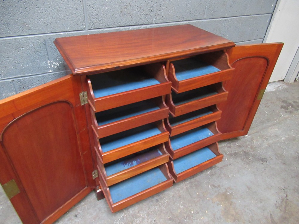 Victorian mahogany ten drawer fitted  cupboard