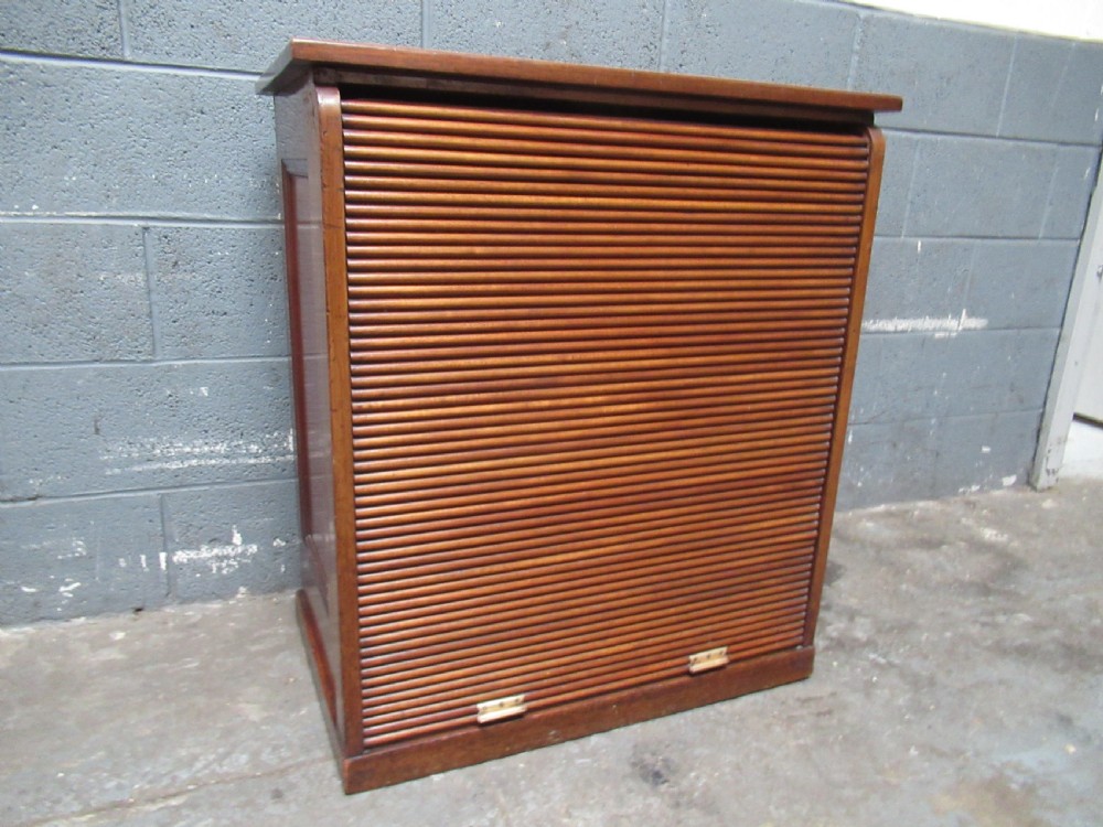 Mahogany tambour roller  shutter  file cabinet View II