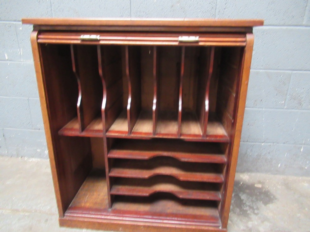 Mahogany tambour roller  shutter  file cabinet View VII