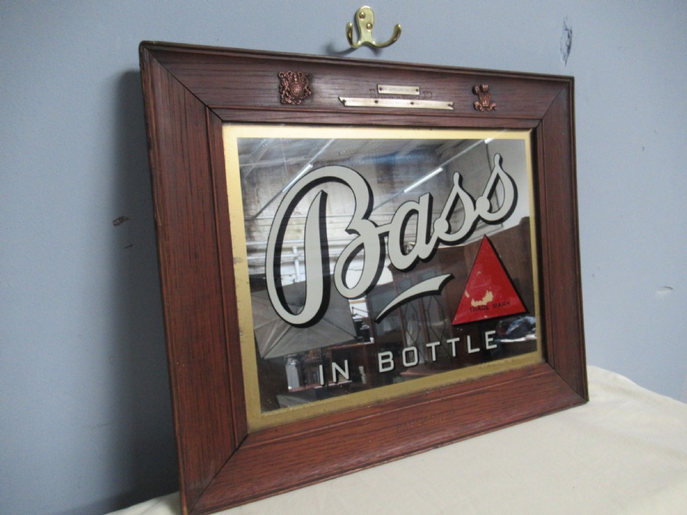 Old oak framed  BASS & CO,  pub wall mirror View VII
