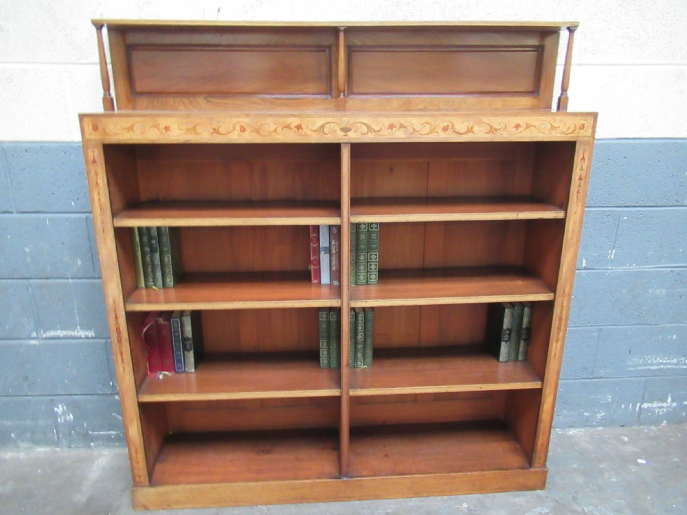 Late Victorian walnut open bookcase