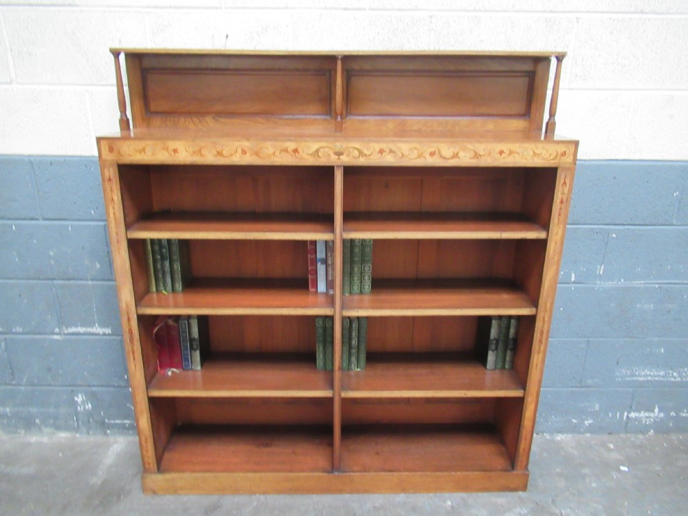 Late Victorian walnut open bookcase View II