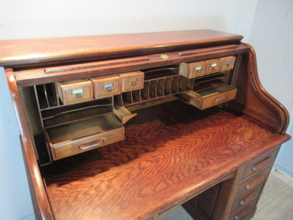 Large oak roll top desk View X