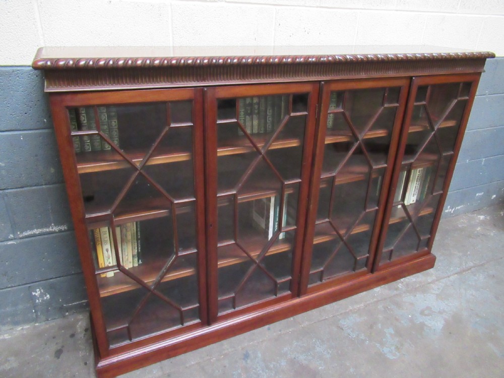 Large mahogany four glazed  doors bookcase View II